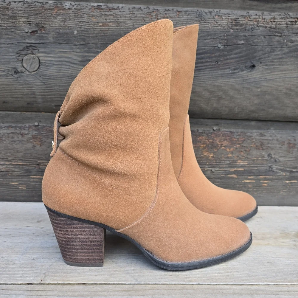 Nine West Frassie Western Boho, Suede Block Heel, Comfort Bootie 8.5M - Picture 2 of 12